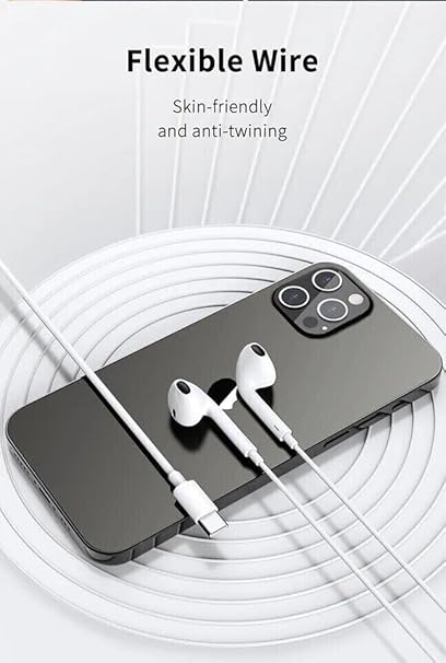iPhone 16 Pro Max Headphones USB C Headphones For iPhone 16 16 Pro 15 Pro Max Type C Earphones In-Ear Wired Headphones with Mic and Volume Control HiFi Stereo Earbuds For iPhone 15 Pro Max