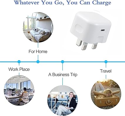 Samsung Charger Plug Fast Charge Phone USB Type C Plug UK Charging for Samsung Galaxy A14/A54/A34/S24/S24+/S22/S21/S20/A04S/A12/A13/A52/A53/iPhone 15 Charger Plug for 15 Pro/15 Plus/15 Pro Max