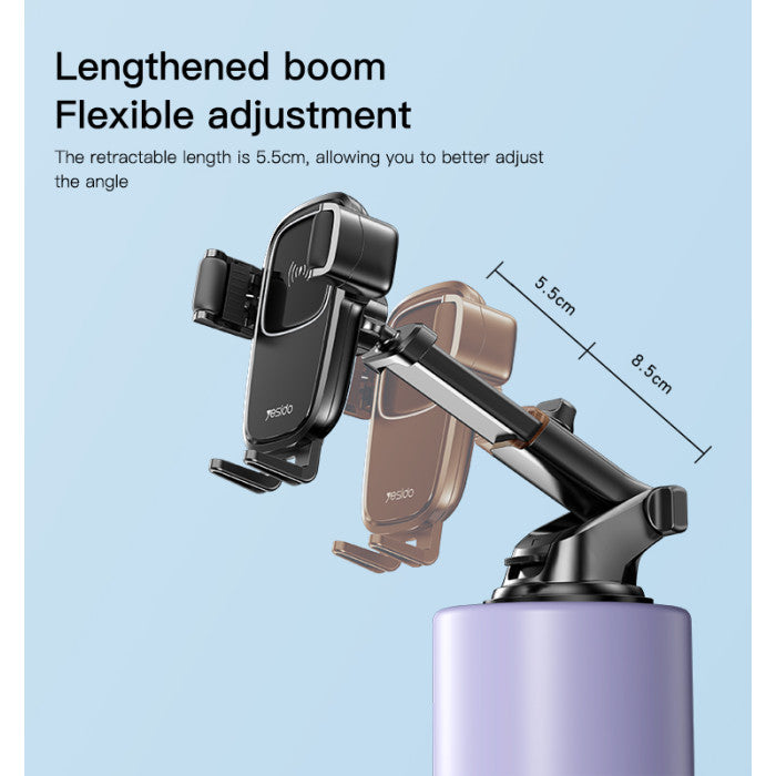 C187 Self-Aligning Coil Car Charger | Mobile Phone Holder | Qi 15W Wireless Fast Charging Car Holder