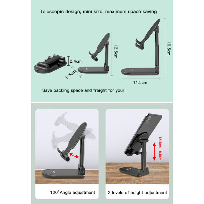 C85 Portable Desktop Telescopic Folding Phone Holder Adjustable Aluminium Alloy Tablet Stand