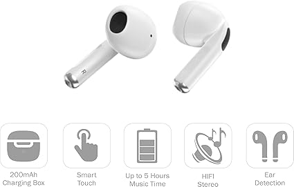 MH Tech Wireless Earbuds, Bluetooth, HiFi Stereo with Heavy Bass, Wrist Strap, Wireless Charging