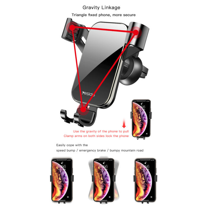 C87 360 Angle Adjustable Mobile Phone Air Vent Holder Bracket Universal Gravity Car Phone Holder