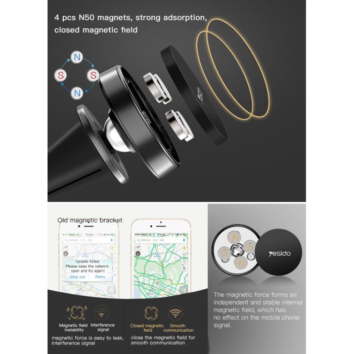 C57 4PCS N50 Outlet Air Vent Car Magnetic Magnet Mobile Phone Holder Bracket Clip